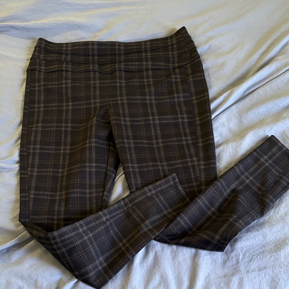 Rewind Black and Brown Plaid Ponte Leggings